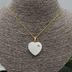 Vergulde ketting met hartje van Parelmoer