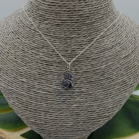 925 Sterling zilveren ketting met ovale hanger met lotus
