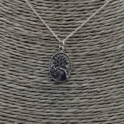 925 Sterling zilveren ketting met ovale hanger met lotus