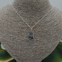 925 Sterling zilveren ketting met ovale hanger met lotus