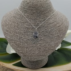 925 Sterling zilveren ketting met ovale hanger met lotus