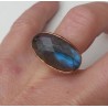 Vergulde ring met dwarsliggende ovale facet Labradoriet 17.3 mm
