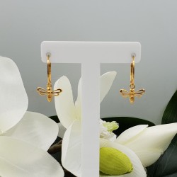 Vergulde oorbellen met bij hanger