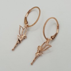 Rosé vergulde oorbellen met elf hanger