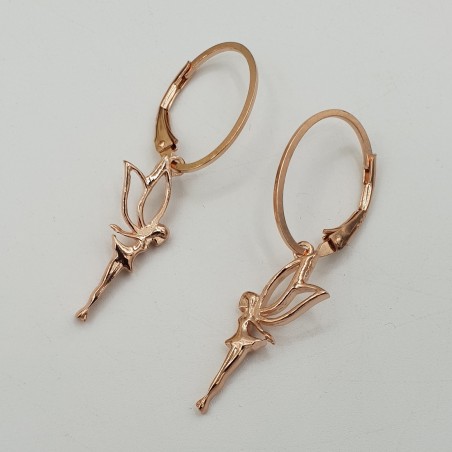 Rosé vergulde oorbellen met elf hanger