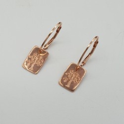 Rosé vergulde oorbellen met levensboom hanger