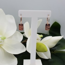 Rosé vergulde oorbellen met levensboom hanger