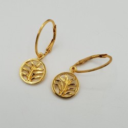 Vergulde oorbellen met palm blad hanger