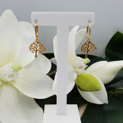 Vergulde oorbellen met levensboom hanger