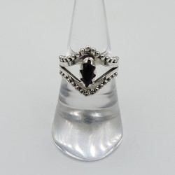 Zilveren boho ring met zwarte Onyx
