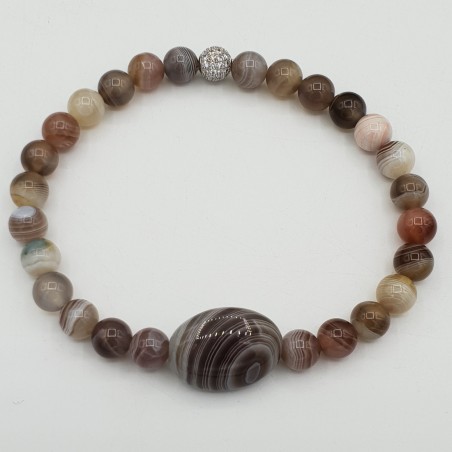 Armband met ovale en ronde Botswana Agaat kralen