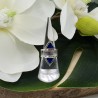 Zilveren ring gezet met driehoekige blauw Abalone schelp