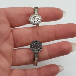Zilveren beaded bangle armband