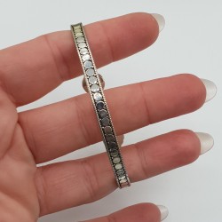 Zilveren beaded bangle armband met Parel