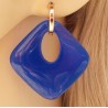Rosé vergulde creolen met blauwe Jade hanger