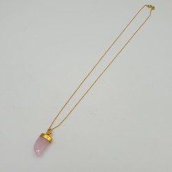 Vergulde ketting met roze Chalcedoon hoorn hanger