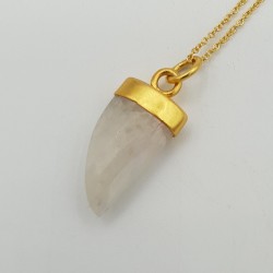 Vergulde ketting met regenboog Maansteen hoorn hanger