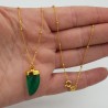Vergulde ketting met groene Onyx hoorn hanger