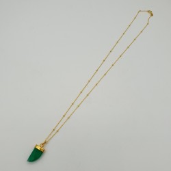 Vergulde ketting met groene Onyx hoorn hanger