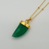 Vergulde ketting met groene Onyx hoorn hanger