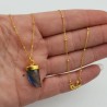 Vergulde ketting met Labradoriet hoorn hanger