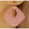 Rosé vergulde creolen met licht roze Jade hanger