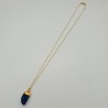 Vergulde ketting met Saffier blauwe quartz hoorn hanger