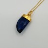Vergulde ketting met Saffier blauwe quartz hoorn hanger
