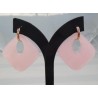 Rosé vergulde creolen met licht roze Jade hanger