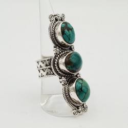 Zilveren boho ring gezet met Turkoois 18.5 mm