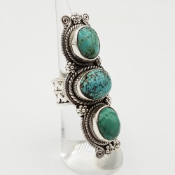 Zilveren boho ring gezet met Turkoois 16 mm