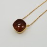 Vergulde ketting met vierkante donkere Citrien quartz hanger