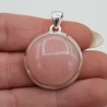 Zilveren hanger gezet met ronde roze Opaal