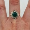 Zilveren ring gezet met ronde facet groene Onyx 18 mm