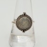 Zilveren ring met ronde facet geslepen Maansteen 18 mm