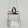 Zilveren ring gezet met druppelvormige facet blauw Topaas 18 mm