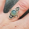 Zilveren ring met kleine ronde cabochon aqua Chalcedoon