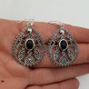 Zilveren oorbellen ovale cabochon Onyx bewerkte setting