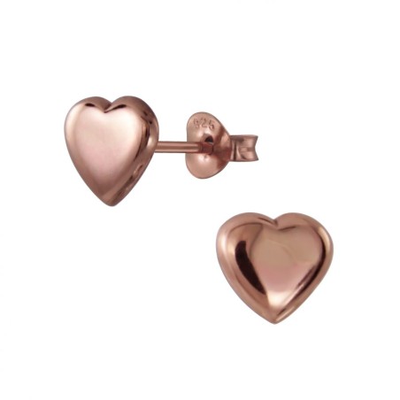 Rosé vergulde hart oorknopjes