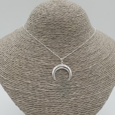 Zilveren ketting met hoorn hanger