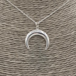 Zilveren ketting met hoorn hanger