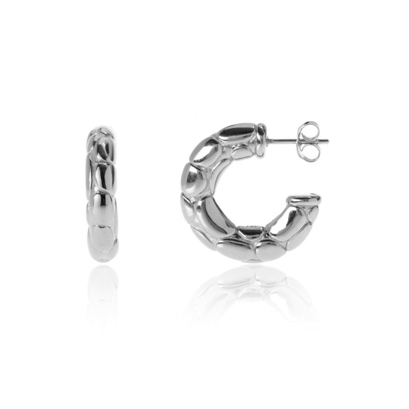 Zilveren snake print creolen