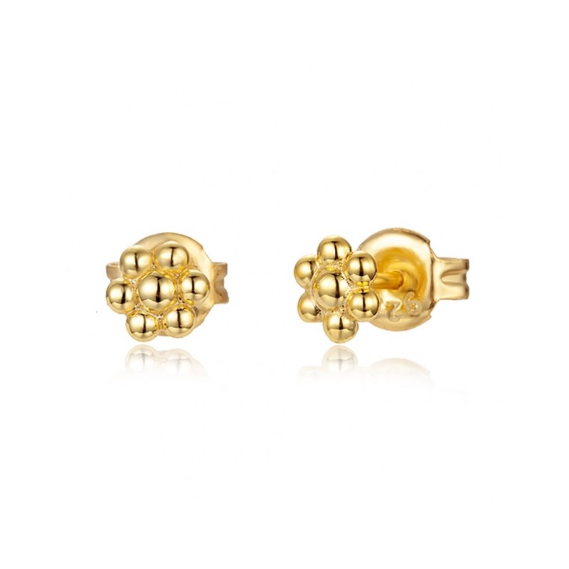 Vergulde beaded bloem oorknopjes