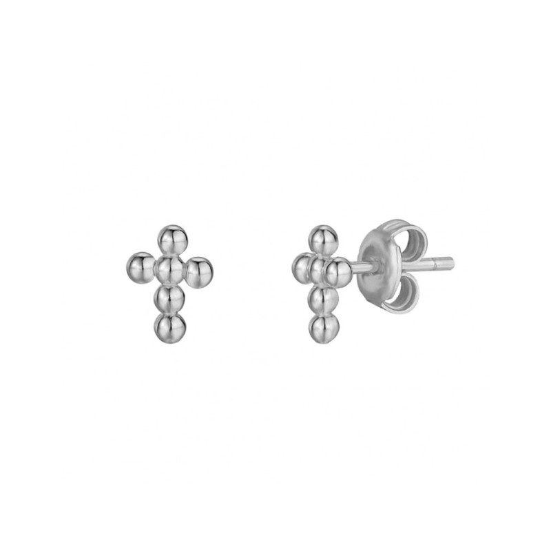 925 Sterling zilveren beaded kruis oorknopjes