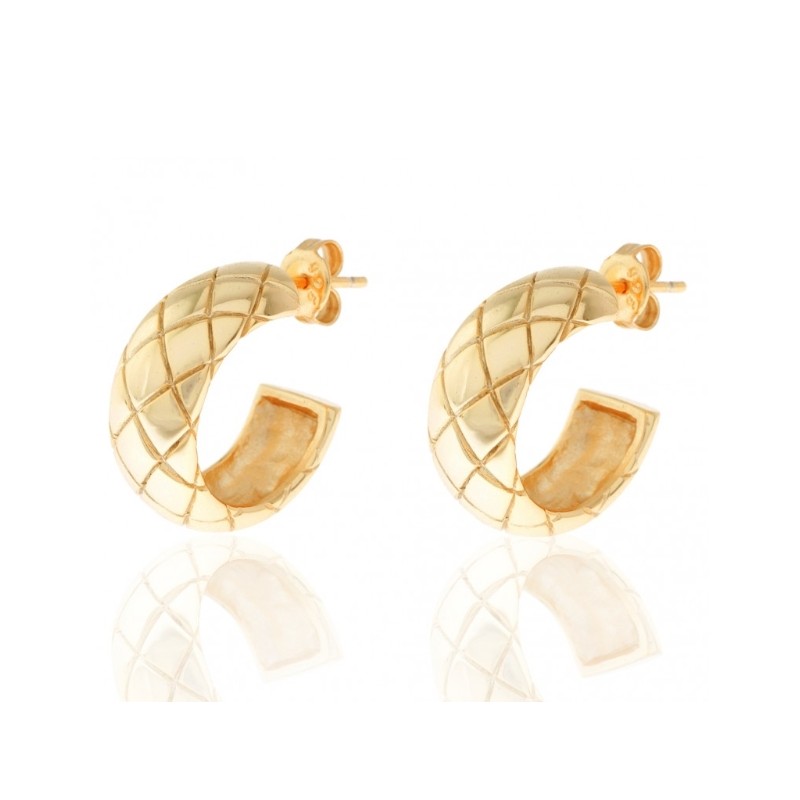 Vergulde brede snake print creolen small
