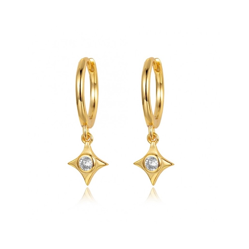 Vergulde creolen met hanger gezet met Zirkonia