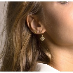 Vergulde creolen met evil eye pendant