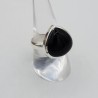 Zilveren ring met brede druppelvormige zwarte Onyx 19 mm
