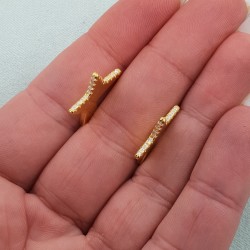 Rosé vergulde ster oorbellen met Zirkonia