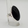 Zilveren ring met grote brede ovale zwarte Onyx 18.5 mm